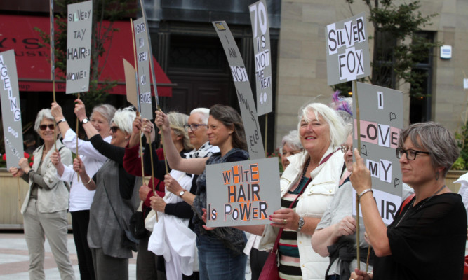 Some of the silver celebrants in City Square.