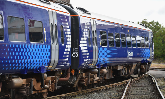 The unveiling of the first of 40 new look ScotRail trains.