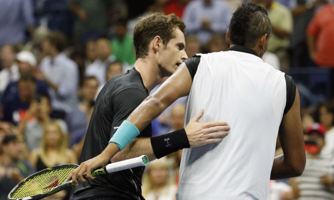 Andy Murray with Nick Kyrgios after his first-round victory.