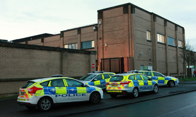 Police at the scene on the morning of the incident.