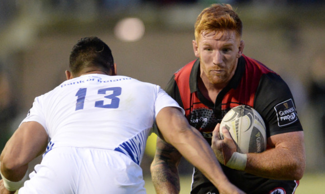 Edinburgh captain Roddy grant takes the ball up at Meggetland.