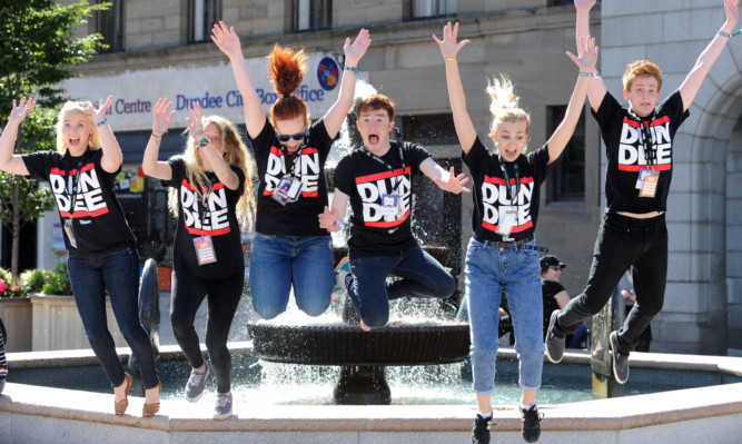 Welcoming the new faces in Dundee City Square are, from left, Catherine Higgins, Caitlin MacLeod, Jodie Robb, Callan Biddie, Mhairi Cormack and Liam Graham.