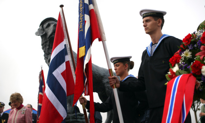 Norwegian Chief of Defence Admiral Haakon Bruun-Hanssen, veterans and dignatries visited as part of a visit to Scotland to mark the relationship between Scotland and Norway during the war.
