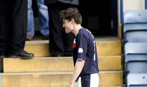 Nicky Riley is forced to leave the pitch after receiving a red card.