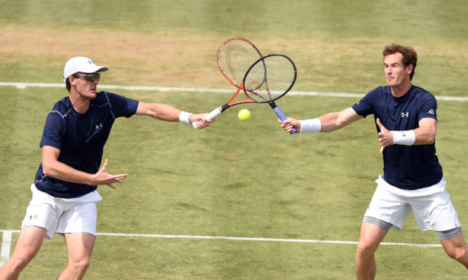 The Murray brothers in Davis Cup action.