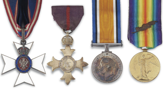 Sir Ernest Shackleton's British Decorations which will be sold at Christie's.