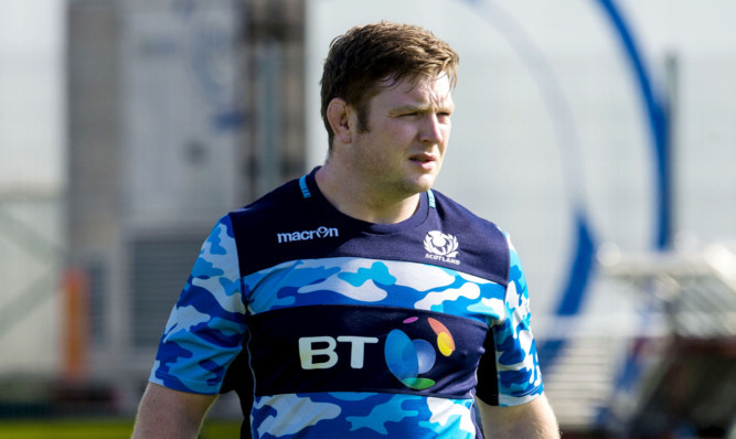 Jon Welsh trains at Scotstoun with the Scotland squad.