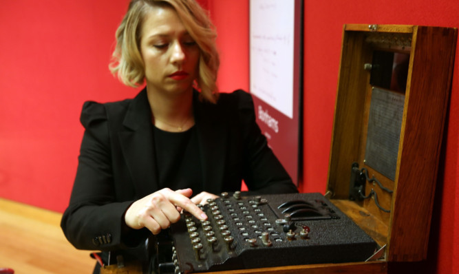 Bonhams senior specialist Cassandra Hatton discusses a working Enigma cipher machine ahead of an auction in New York earlier this year.