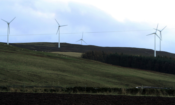 Wind turbines at Ark Hill wind farm.