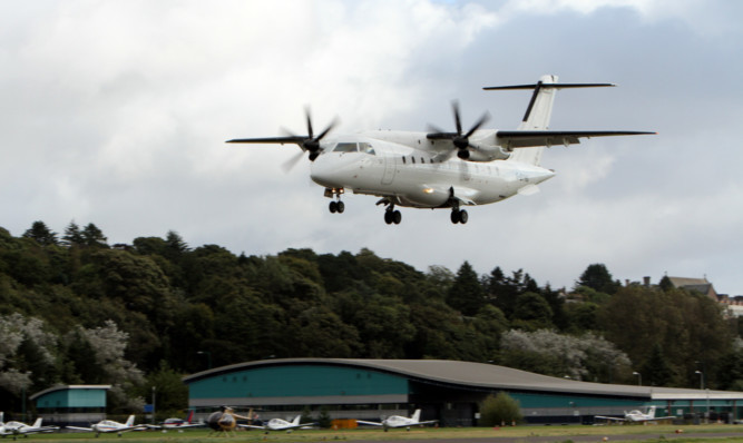 A CityJet flight from London descends on Dundee Airport.