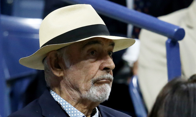 Sir Sean Connery at the US Open men's singles final on Sunday.