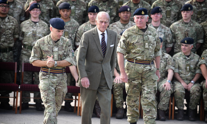 The duke is welcomed to the new army base at Leuchars.