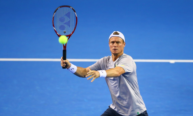 Lleyton Hewitt practising in Glasgow.