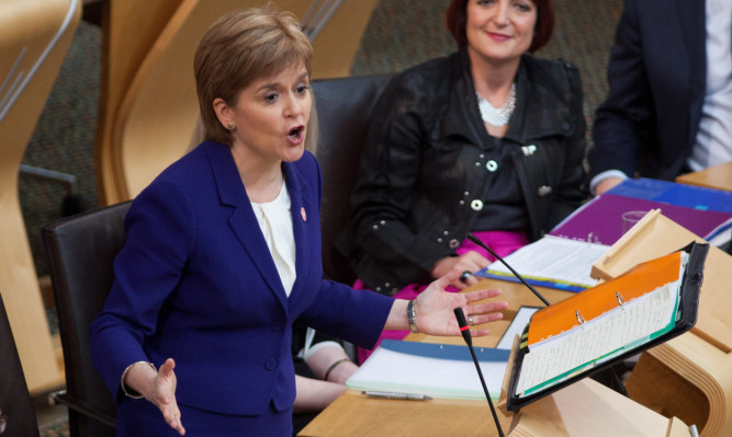 First Minister Nicola Sturgeon at First Ministers Questions.