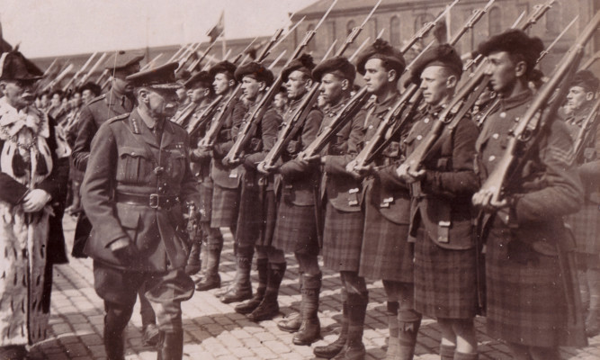 Field Marshall Haig inspecting troops in Dundee.