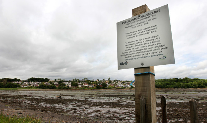 Radioactive debris was discovered on Dalgety Bay beach in Fife.