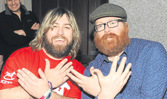 Frankie Boyle with Stephen Barbour in Kelty before the show. Picture: David Wardle.