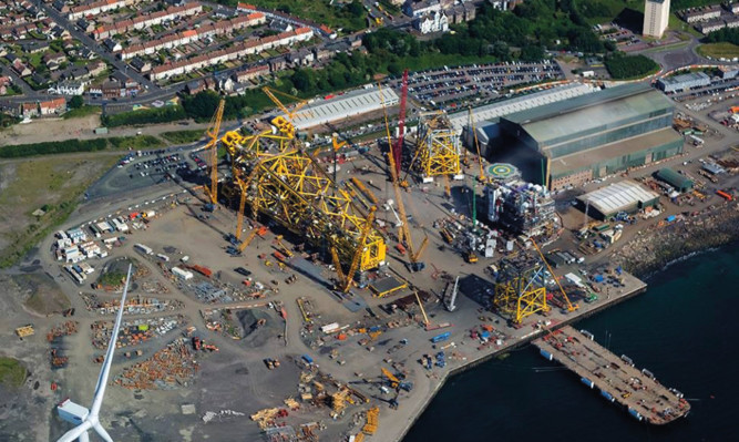 The BiFab yard in Methil in busier times.