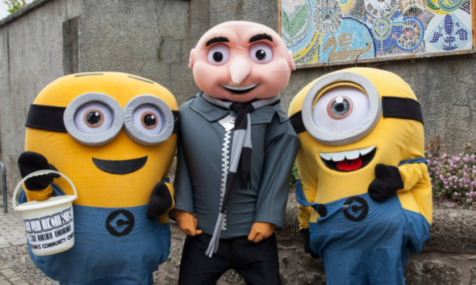 Gru and the Minions out and about in Brechin following a showing of the film at Flicks.
