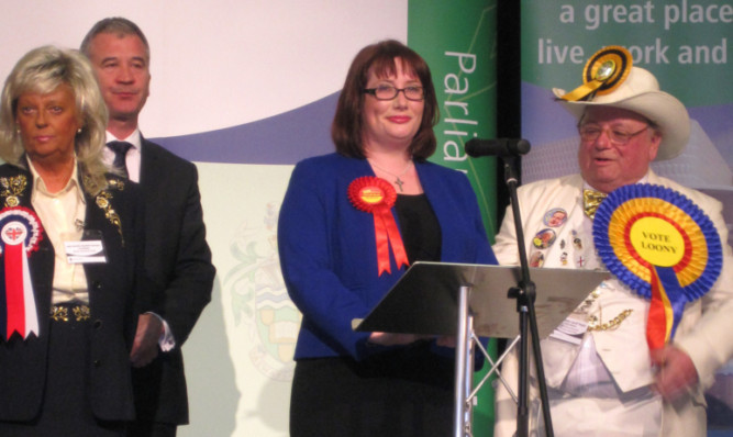 Labour's Emma Lewell-Buck makes her speech after winning the South Shields seat.