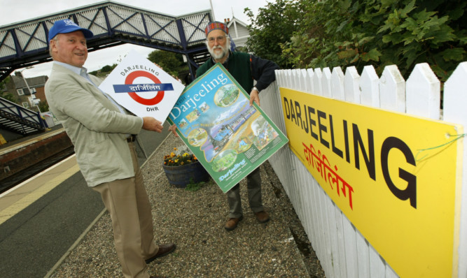 Vice-chairman of the Darjeeling Himalayan Railway Society Paul Whittle, left, and David Mead, society director of engineering Himalayan Railway Society, at the rail station.