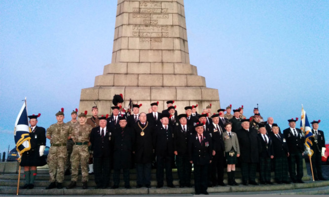Veterans and serving members of The Black Watch gathered for a special service on the Dundee Law.