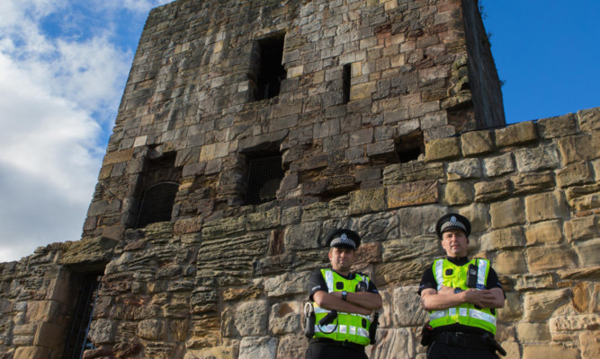 Sergeant Jimmy Adamson and PC Bryan Weir at the castle.