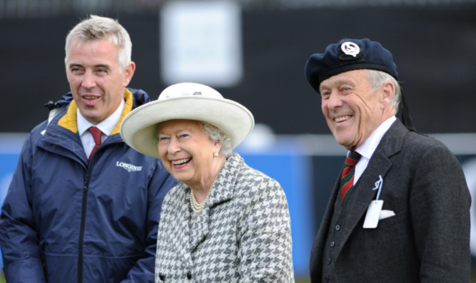 The Queen  pictured at Blair Castle Horse Trials this month, with event director Alec Lochore, left, and Lord Lieutenant Melville Jamieson  is on holiday at Balmoral.