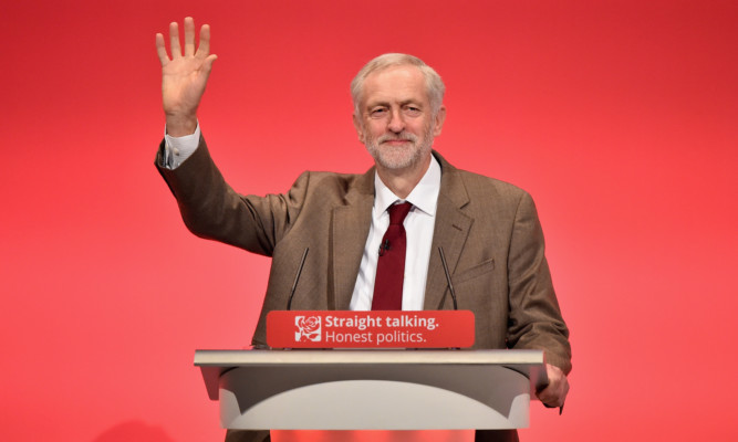 Labour leader Jeremy Corbyn speaks at the party conference.