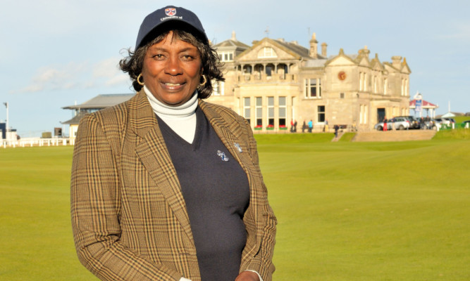 Renee Powell stands on the Old Course during a visit to St Andrews