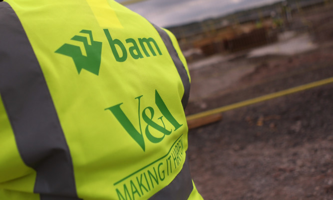 Kris Miller, Courier, 23/06/15. Picture today at site of the V&A Dundee as work continues on the ambitious project. Pic shows BAM and V&A site.