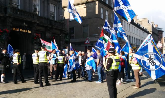 Police moved in to stop the Yes supporters marching into City Square.