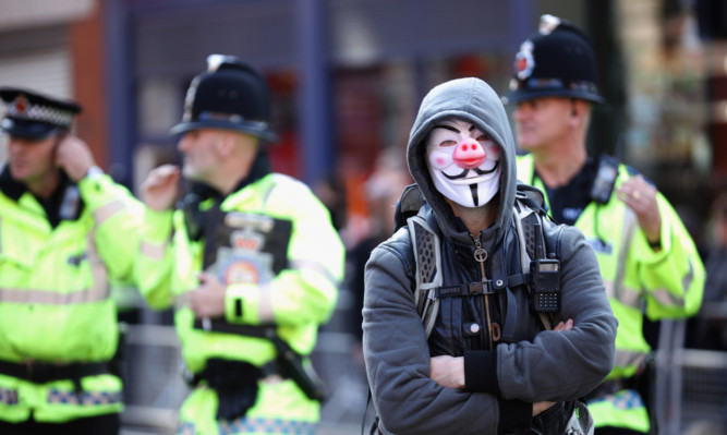 Anti-austerity protests have been taking place outside the Conservative Party Autumn Conference in Manchester.