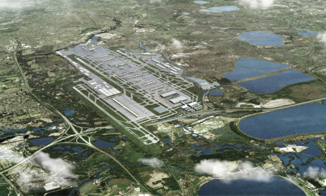An image of Heathrow with its proposed third runway.