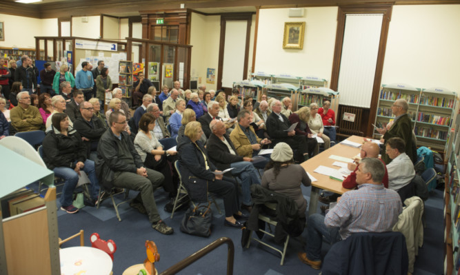 The Broughty Ferry Community Council meeting in the library on Queen Street, where residents spoke out to oppose a plan to merge the west of the area with Dundees East End ward.