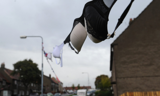 The string of bras have been put up in support of Angela Taylor who has been diagnosed with breast cancer.