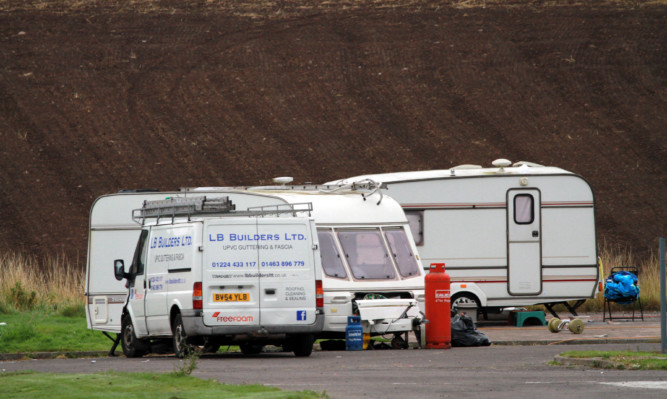 Travellers at Jack Martin Way in Dundee.