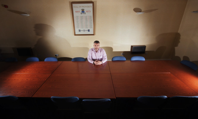 Donald Morrison at the Community Council headquarters in Forfar.