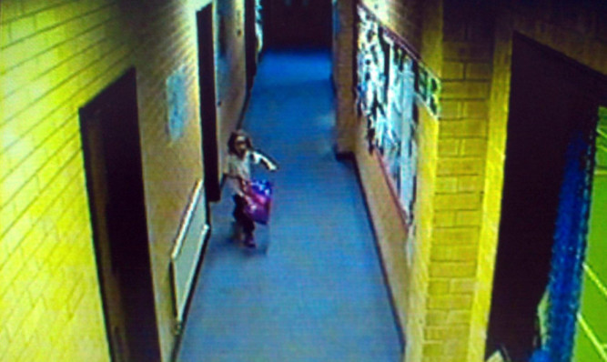 CCTV of April Jones at a leisure centre just hours before her disappearance.