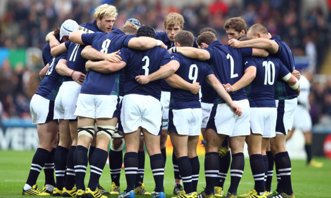 Scotland huddle before last week's match against South Africa.