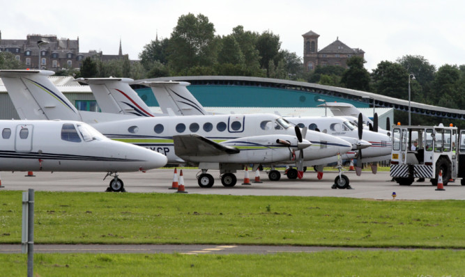 Private jets lined up at Dundee for the recent Dunhill Links Golf Championship.
