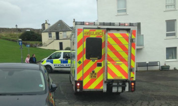 Emergency services parked up beside St Andrews Harbour.