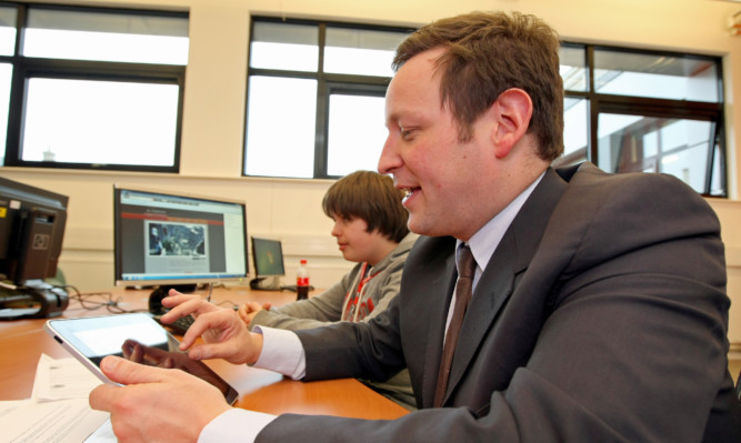 UK Culture Minister Ed Vaizey during a visit to Abertay University.