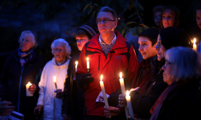 Pitlochry Refugee Support held a candlelit vigil on the day the first refugees bound for Perthshire were welcomed to Scotland.