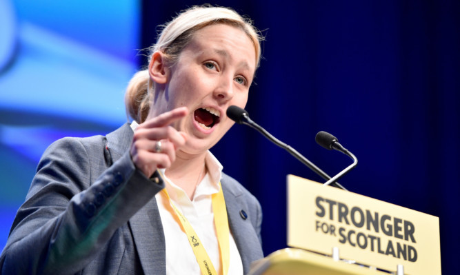 Mhairi Black MP speaks during the SNP conference in Aberdeen.