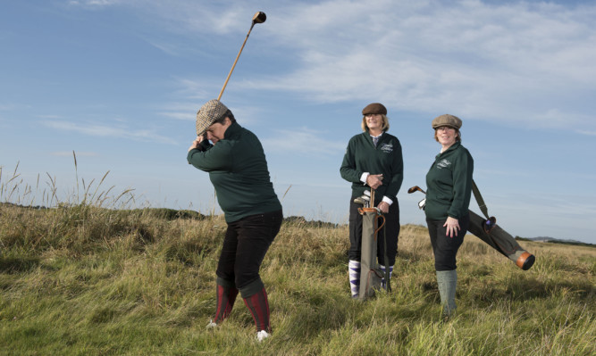 Pat Sawers, Louise Graham and Mary Summers from Carnoustie Ladies Golf Club get into the swing of vintage golf.