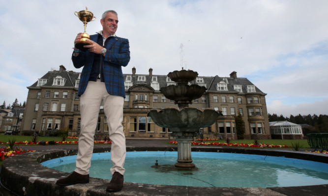 Paul McGinlay, last years European captain in the Ryder Cup, triumphant at Gleneagles.