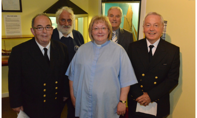 From left: Mike Sanderson, David Corner, the Rev Margaret Rose, Alan Runciman and Peter Donald.