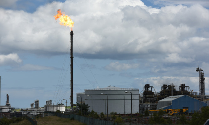 Flaring of gas at the Mossmorran plant.