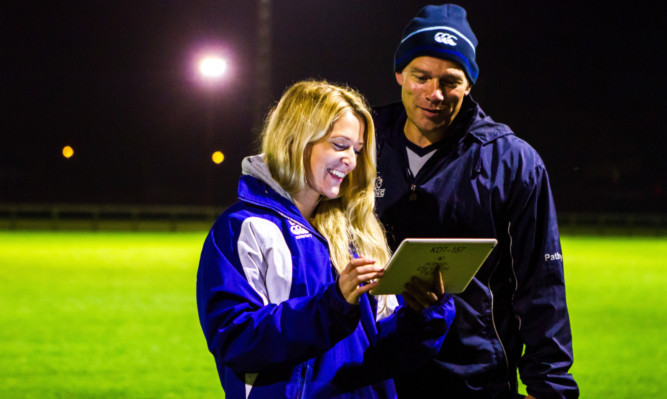 Club physio Lianne Brunton uses the system to test Andy Henderson, head of rugby at Strathallan School